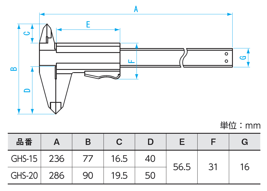 シルバーM型ノギス 自動ストップ付 GHS-15/GHS-20 – 測定工具 製品サポート